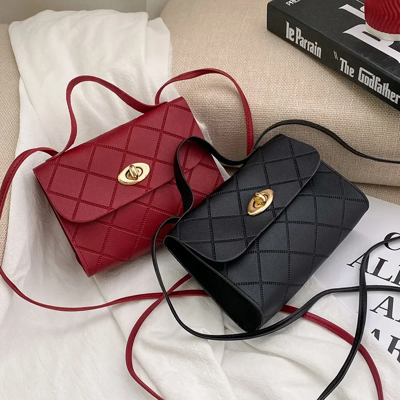 Bolso cruzado de cuero PU para mujer, Mini bolso de hombro, monedero para teléfono móvil, bolso cuadrado pequeño, moda Simple, nuevo