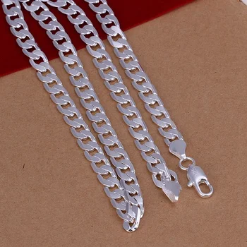 Alternative view of Fine 925 Sterling Silver Necklace exquisite noble luxury gorgeous charm fashion 6MM men solid wedding chain women jewelry