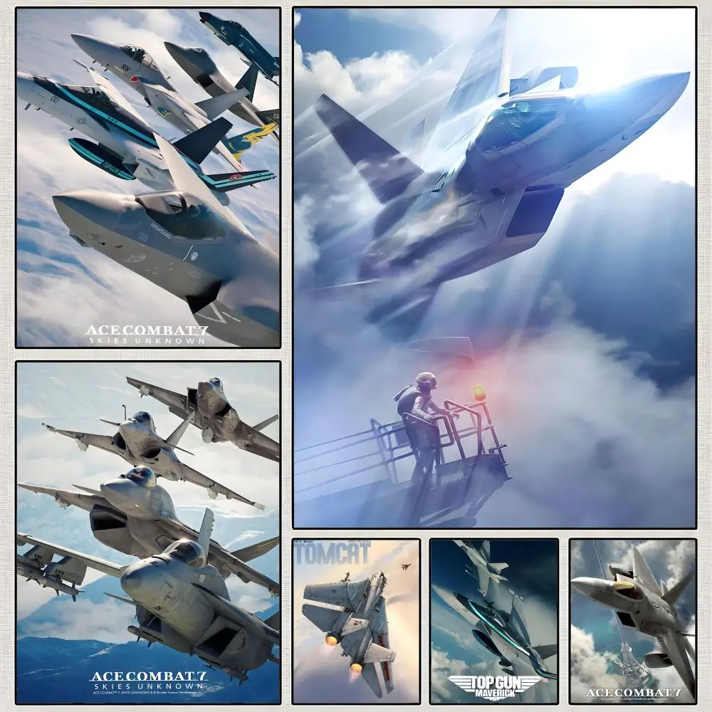 Game Ace Combat Flight Simulator Jet Poster PP Wall Art Print Removable Water-Resistant Home Decor for Bedroom Apartment Gift