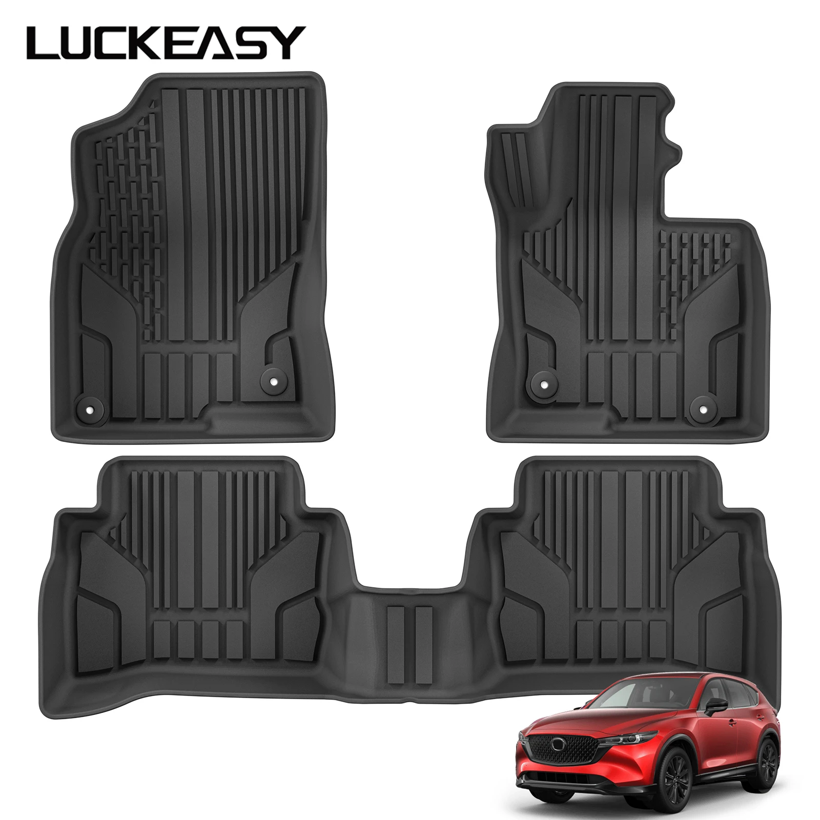 LUCKEASY für Mazda CX-5 CX5 KF Serie 2017-2024 Auto-Fußmatten Schutzmatte Zubehör Kofferraumauskleidung Nur für Rechtslenker