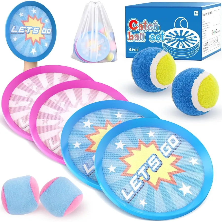 Jeu de capture de balle pour jouets d'extérieur, jouet de plage pour 37 ans, 813 ans, jouets de sport pour adultes, école familiale, extérieur, 4 pièces