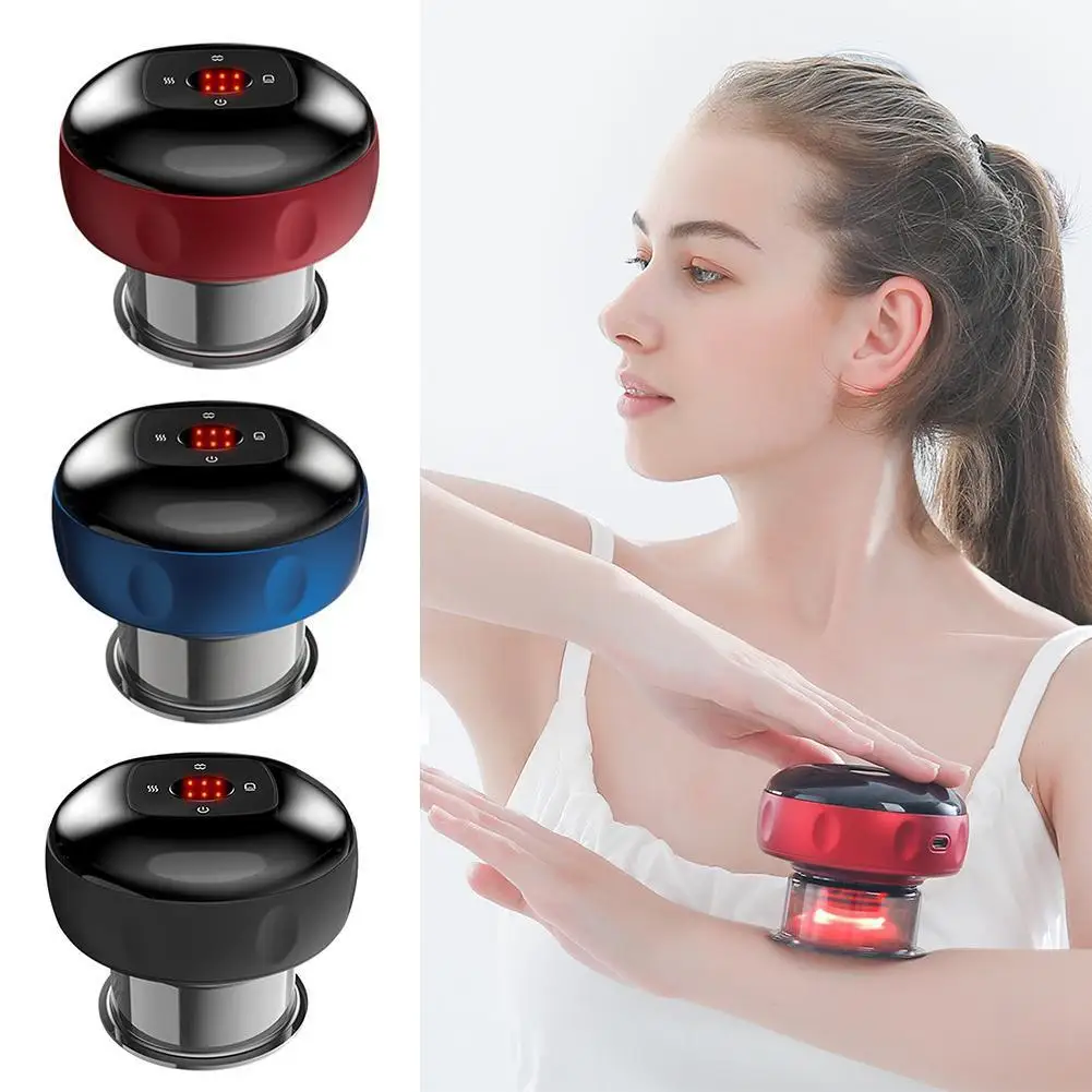 

Скребковый массаж тела, умные электрические вакуумные банки с подогревом, устройство на присоске, массажер для спины, шеи, рук, электрический вакуумный набор банок