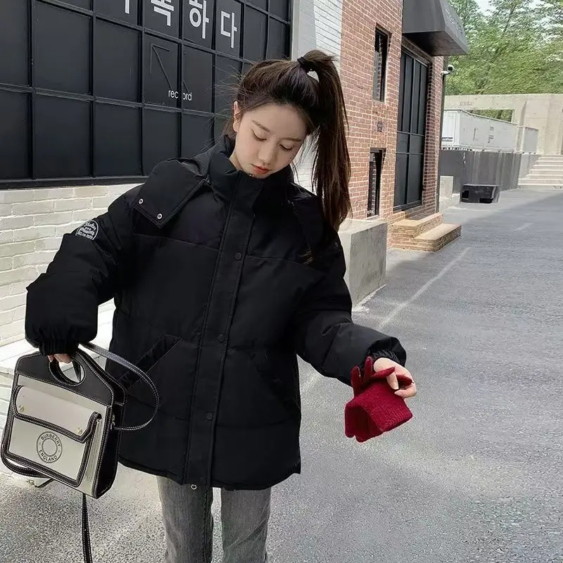 In 2024 The New Winter Hooded Cotton-padded Jacket Women Loose Thick Warm Bread Short Cotton-padded Coat Joker Cotton-padded Top