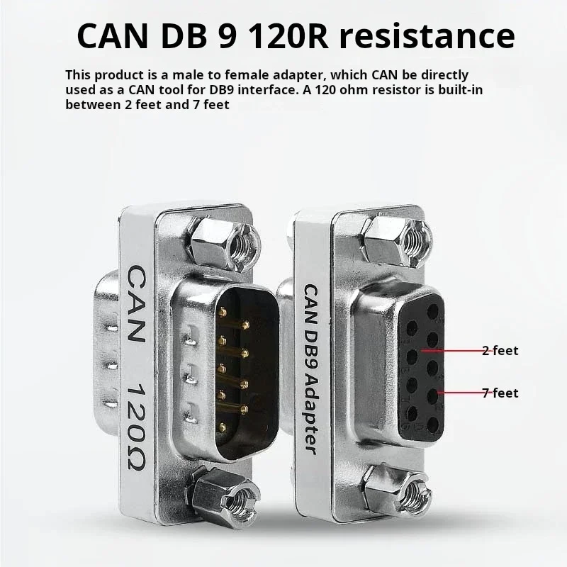 DB9 to CAN Bus Terminal Resistor with Built-in 120 ohm Serial Port 485 Matching Resistor DB9 Male Female Plug Connector Adapter