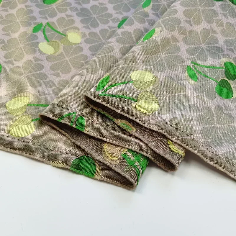 Jacquard Brocade Fabric Yarn Dyed Four-leaf Clover Cherry Fashion Dress Spring Summer Cloth for Sewing By The Yard