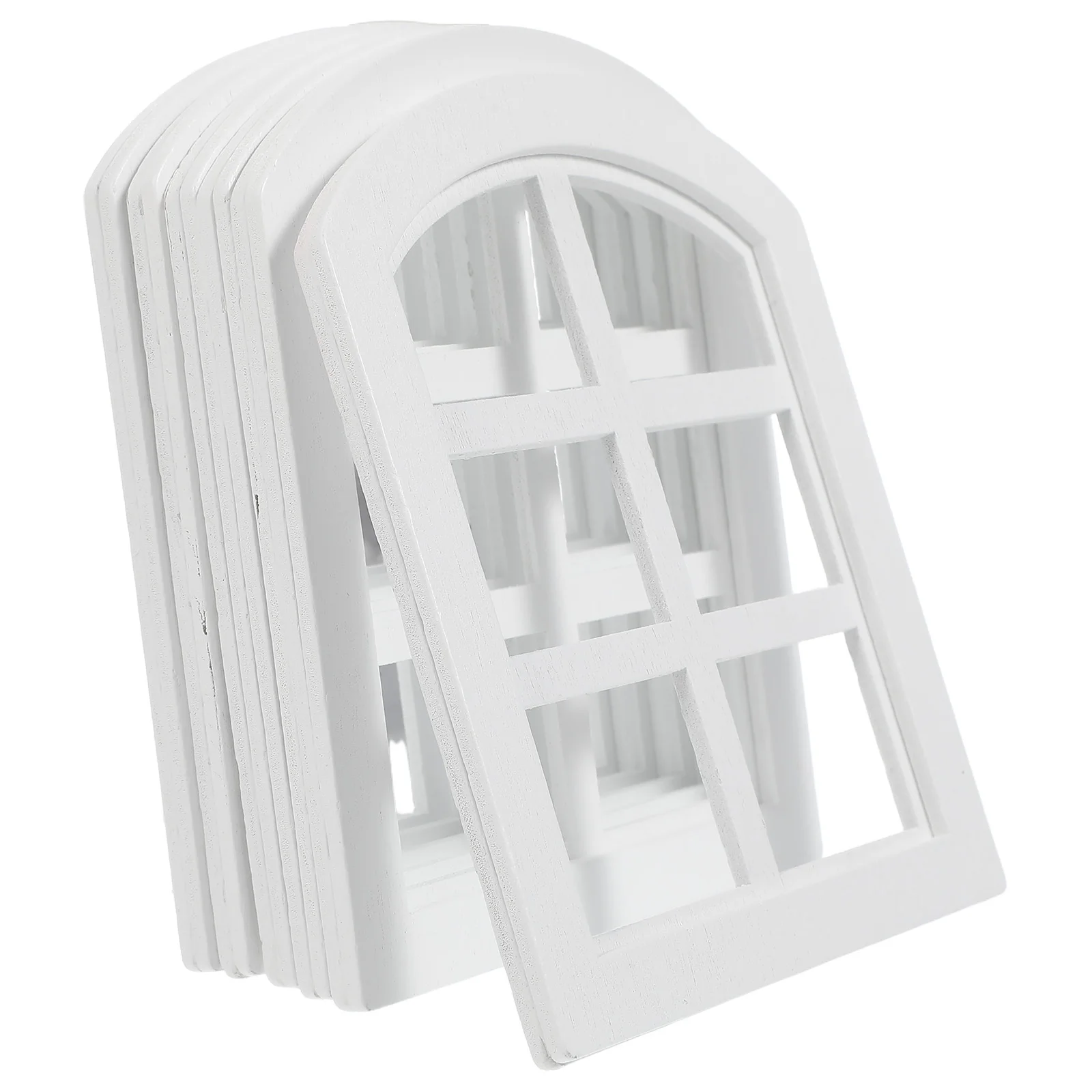 6 pçs móveis para casa de bonecas em miniatura janelas de madeira escala 1:12 molduras de janela para artesanato diy decoração de casa pequena janelas de casa de bonecas