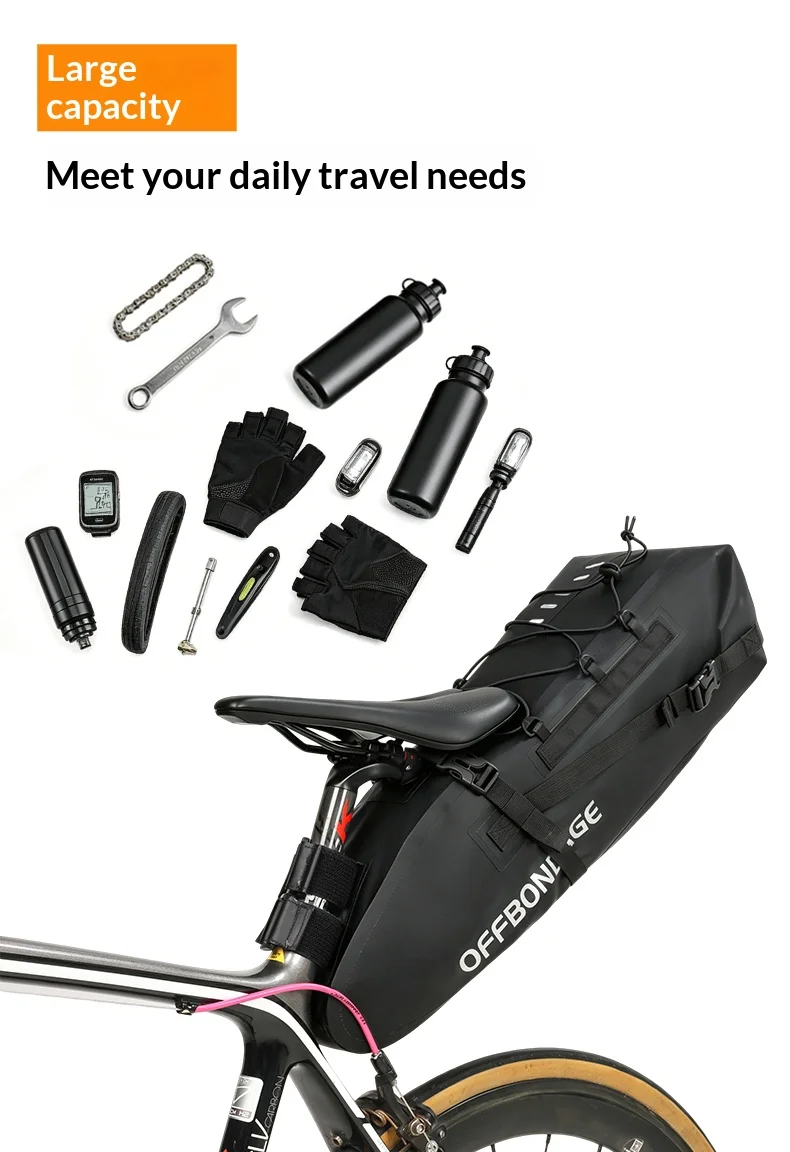 OFFBONDAGE 20L Wasserdichte Fahrradtasche Große Kapazität Fahrrad-Satteltasche Radsport-Hecktasche MTB Faltbare Gepäcktasche Rennrad-Tasche – Detail 4