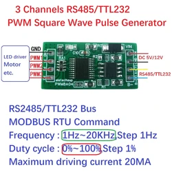 Pwm-調整可能な短波パルス発生器,3ch,1hz-20khz,uart,rs232,rs485バス,modbus rtuボード