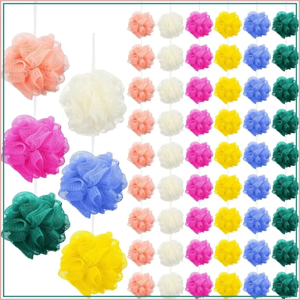 

100 Pcs Exfoliating Bath Sponges, Mesh Shower Poufs for Body Washing, Travel, Home