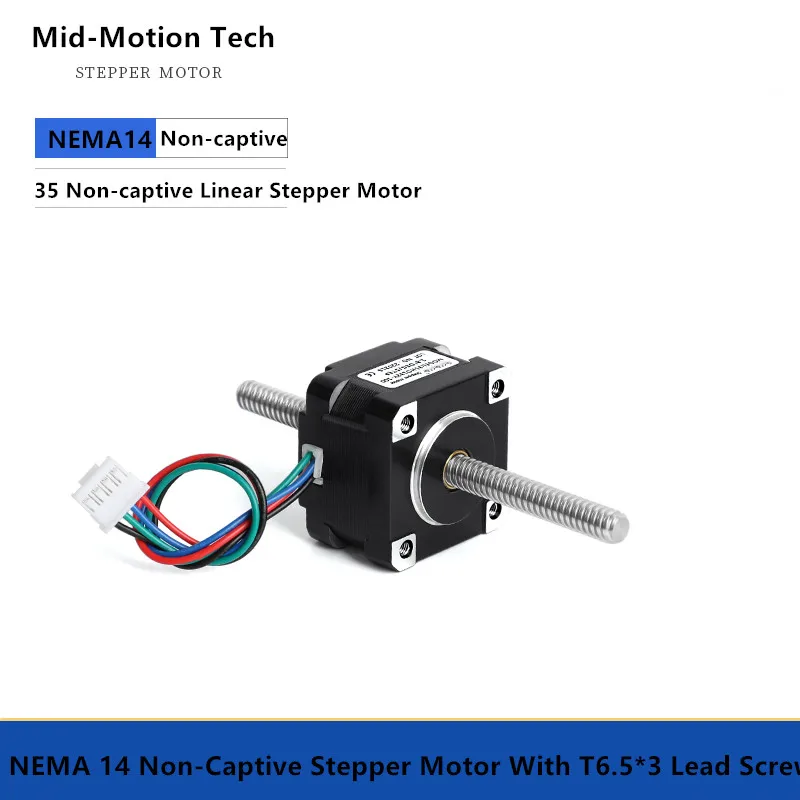 NEMA14 Non-captive stepper motor through shaft 25mm 1.2A Linear stepper motor with Tr6.5*3 lead screw