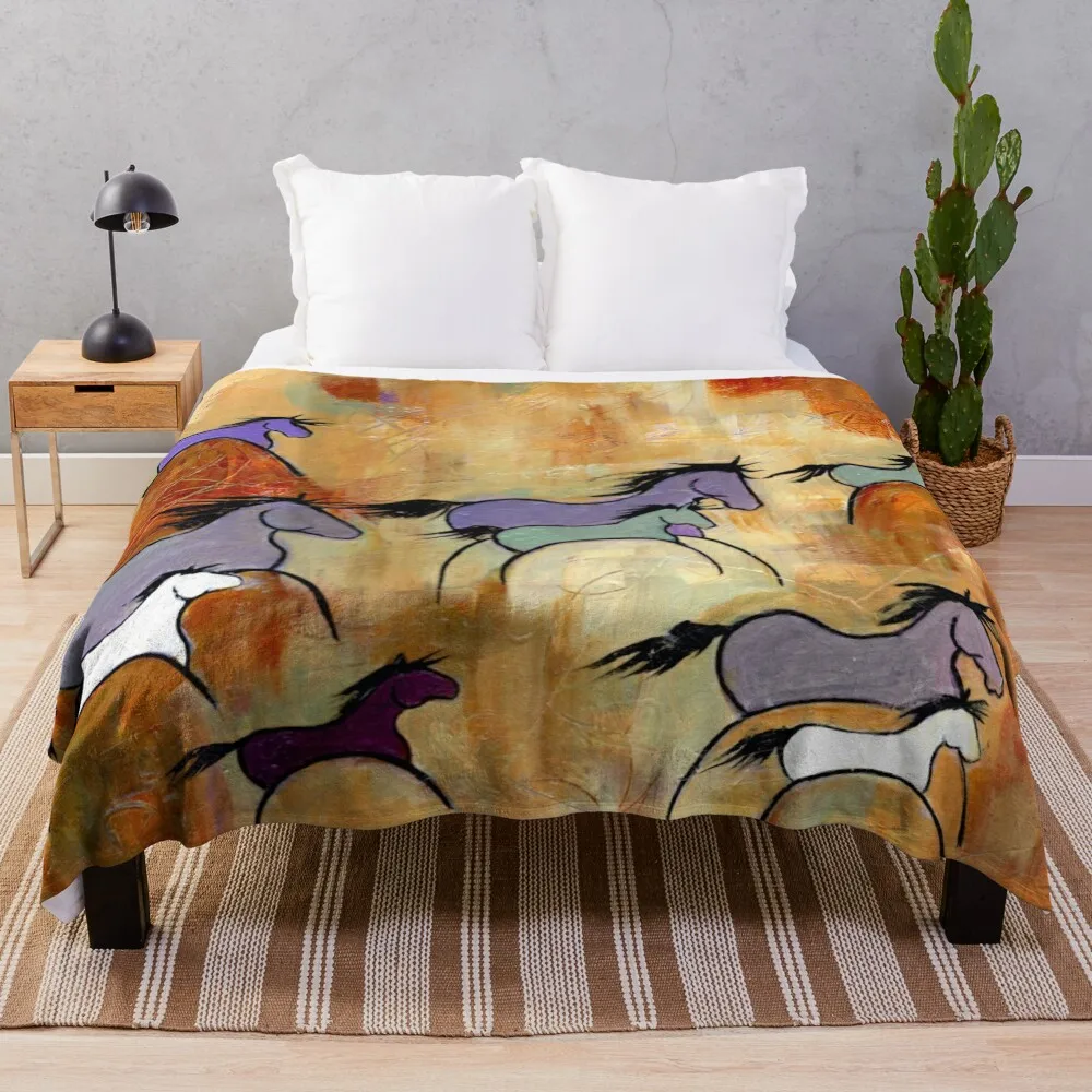 Horse Stampede Throw Blanket for sofa Flannel Blankets