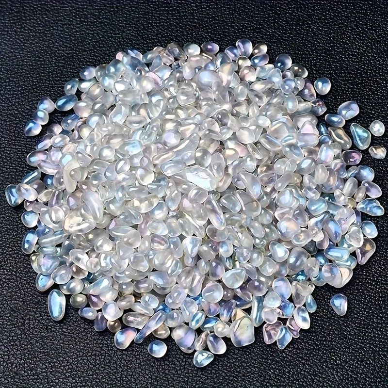 Natural Moonstone Chips - Rainbow Sparkling Gemstone Chips, Suitable for Indoor/Outdoor Decoration, Jewelry Making, Gifts