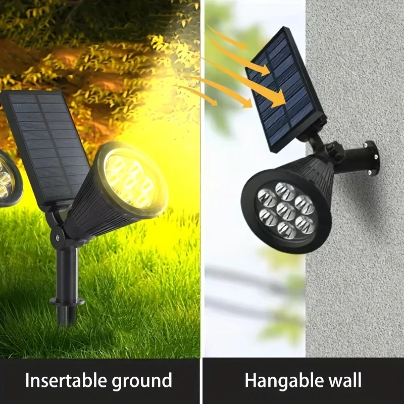 Solar Spot Lights Outdoor 4 Pack 9 LEDs Solar Wall Lamp IP65 Waterproof Solar Spotlight for Backyard/Patio Landscape/Tree/Garage