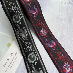 10 Yards/lot Ethnic Style Webbing Woven Jacquard Ribbon Bird Pattern For Guitar Strap Clothing Accessories LS-2228 Width 5 CM