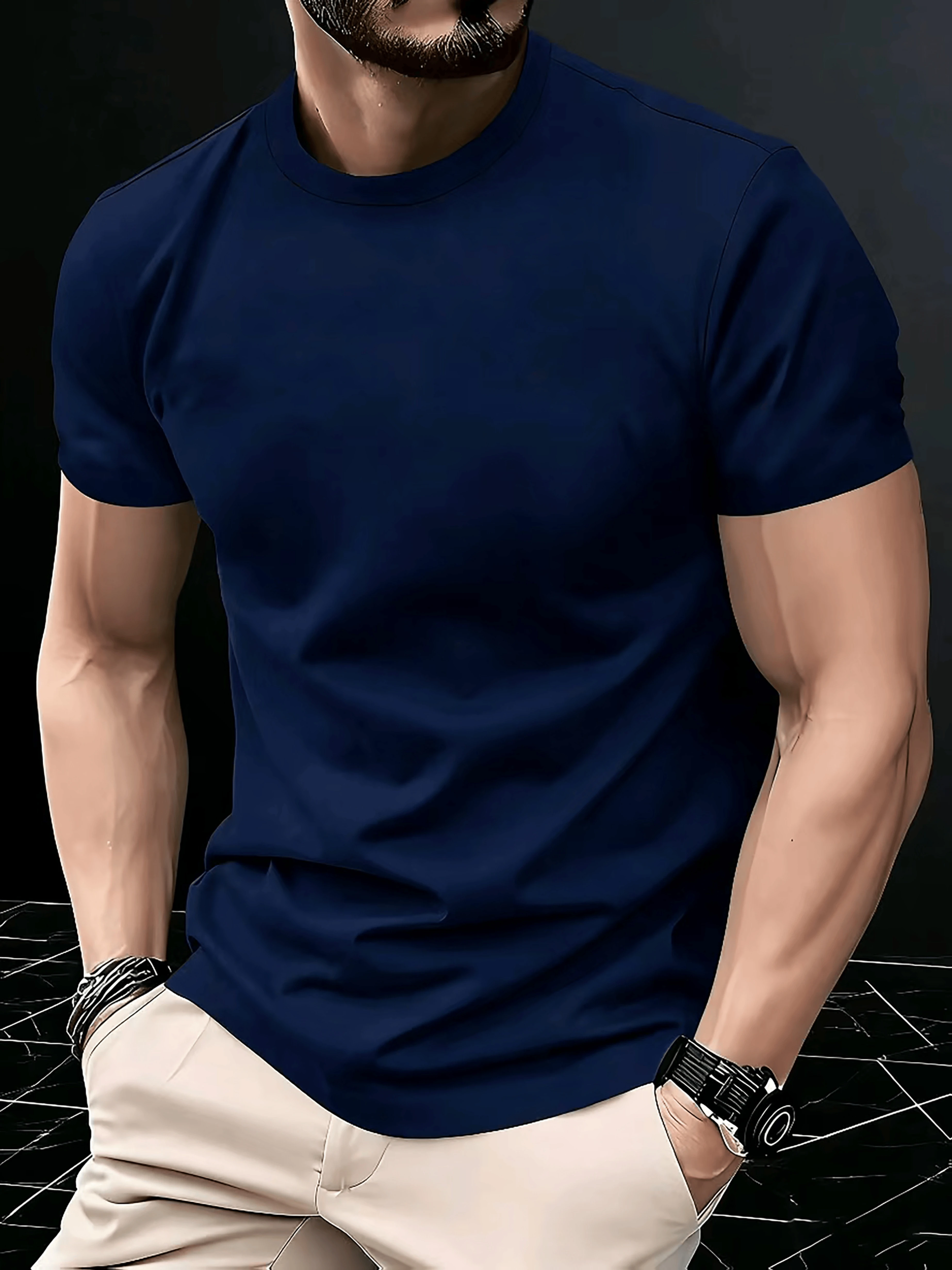 Men'S Outdoor Round Neck Short Sleeve Plain Quick-Dry Breathable T-Shirt Suitable for Sports, Post-Processing Available