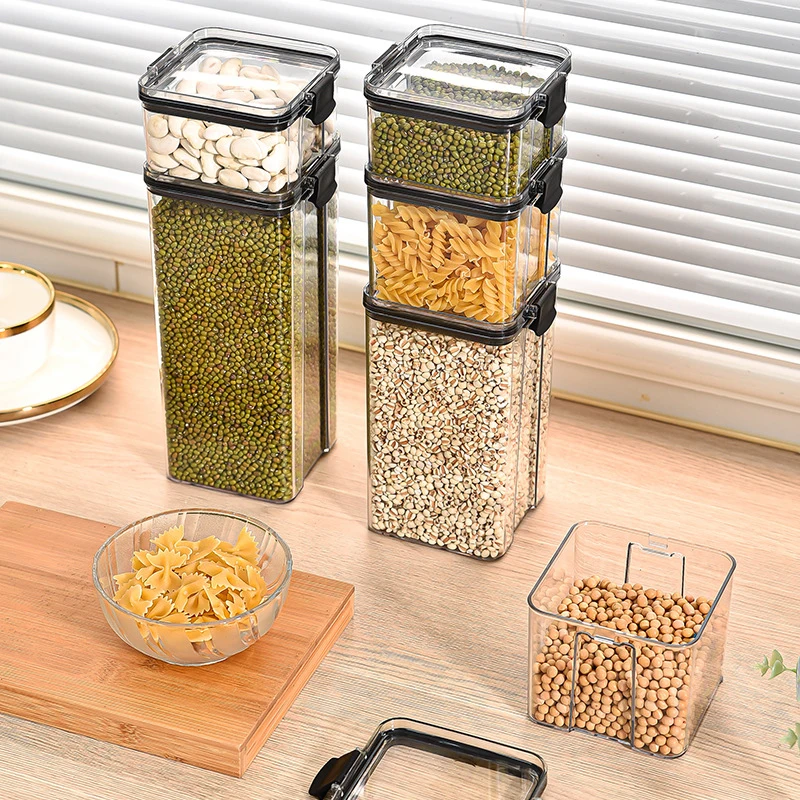 1800ml  Kitchen Multigrain Snack Sealed Storage Jars Dried Fruit Dried Goods Jar Drawer Storage Container Moisture Proof Box