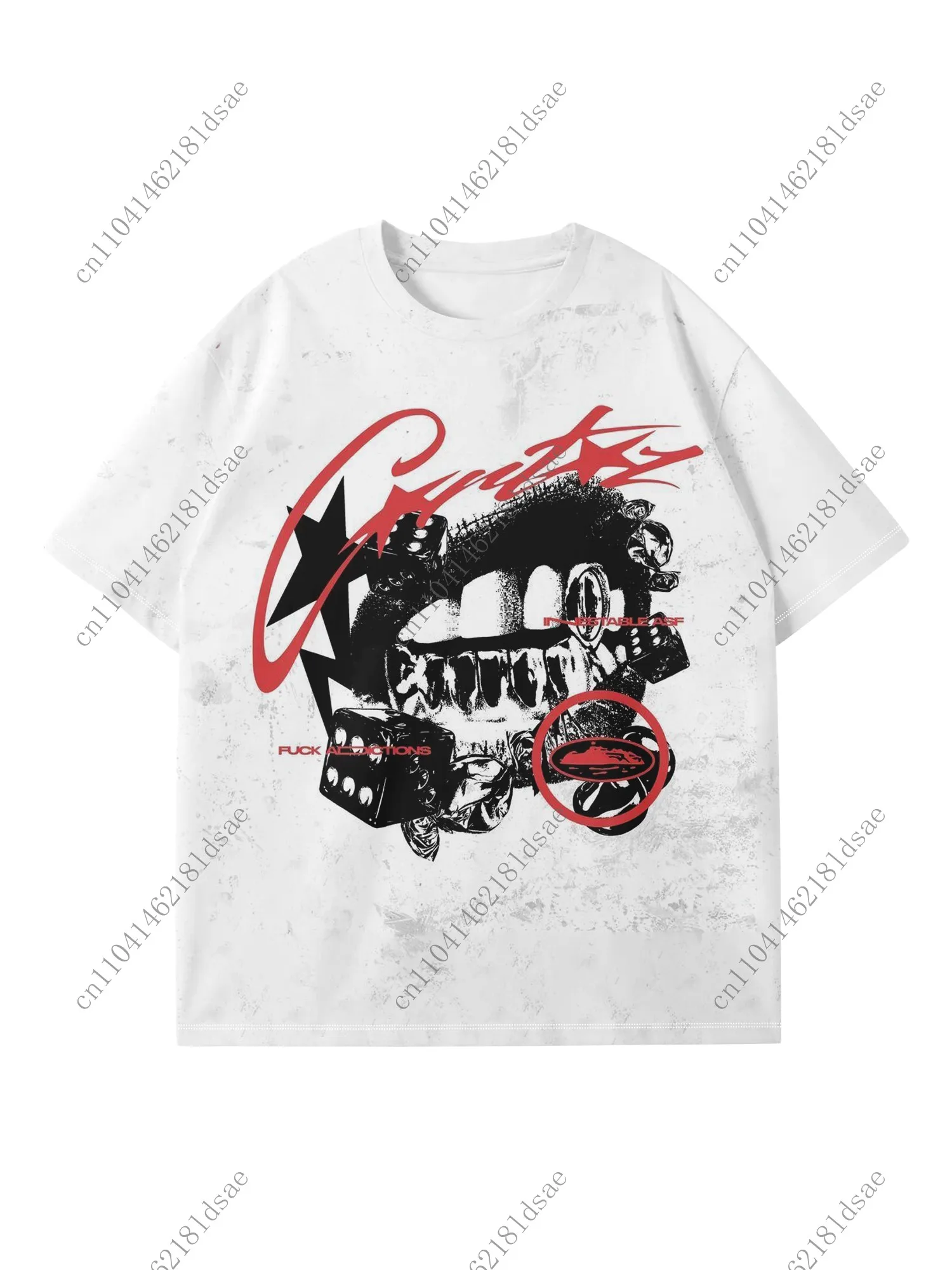 

2025 Summer Punk Y2K Short Sleeve Top Gothic Street Hip Hop T-shirt Leisure Basic T-shirt Men women polyester fiber Fashion