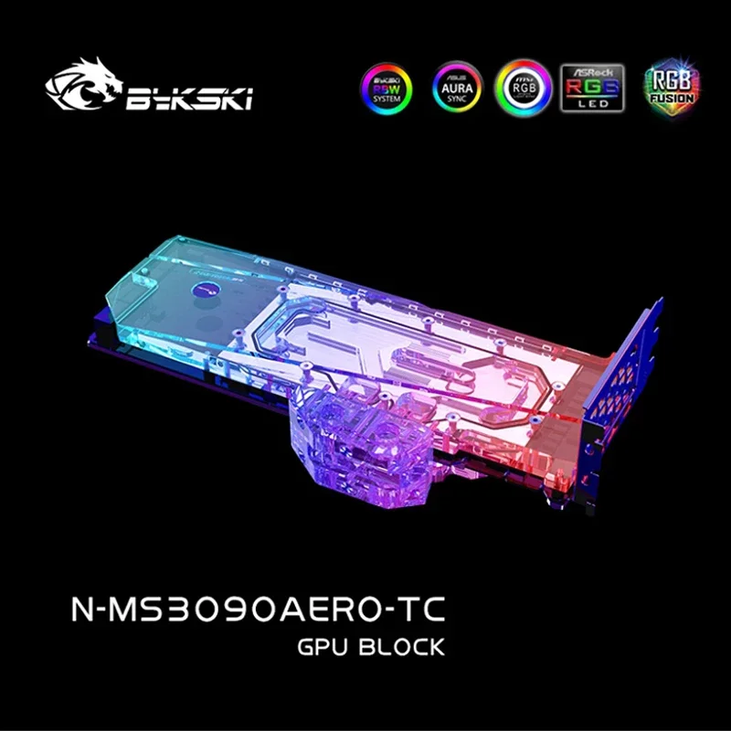

Водяной блок графического процессора Bykski N-MS3090AERO-TC для видеокарты MSI RTX 3090 AERO 24G/трехслойная конструкция/дастящие водные пути