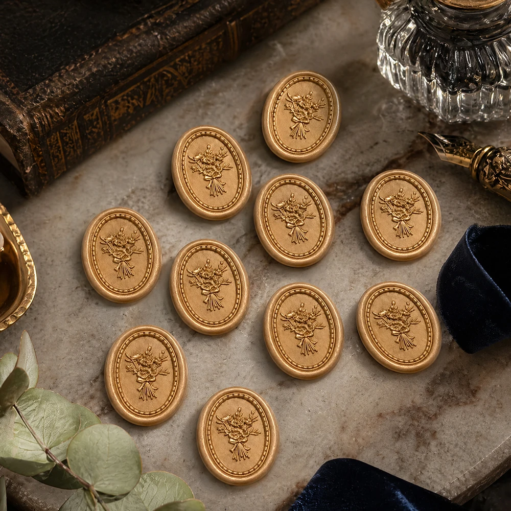 Wax Seal Stickers-Vintage Photo Frame Floral Bouquet Wedding Invitation Envelope Seal Stickers,25Pcs Self-Adhesive Stickers Seal