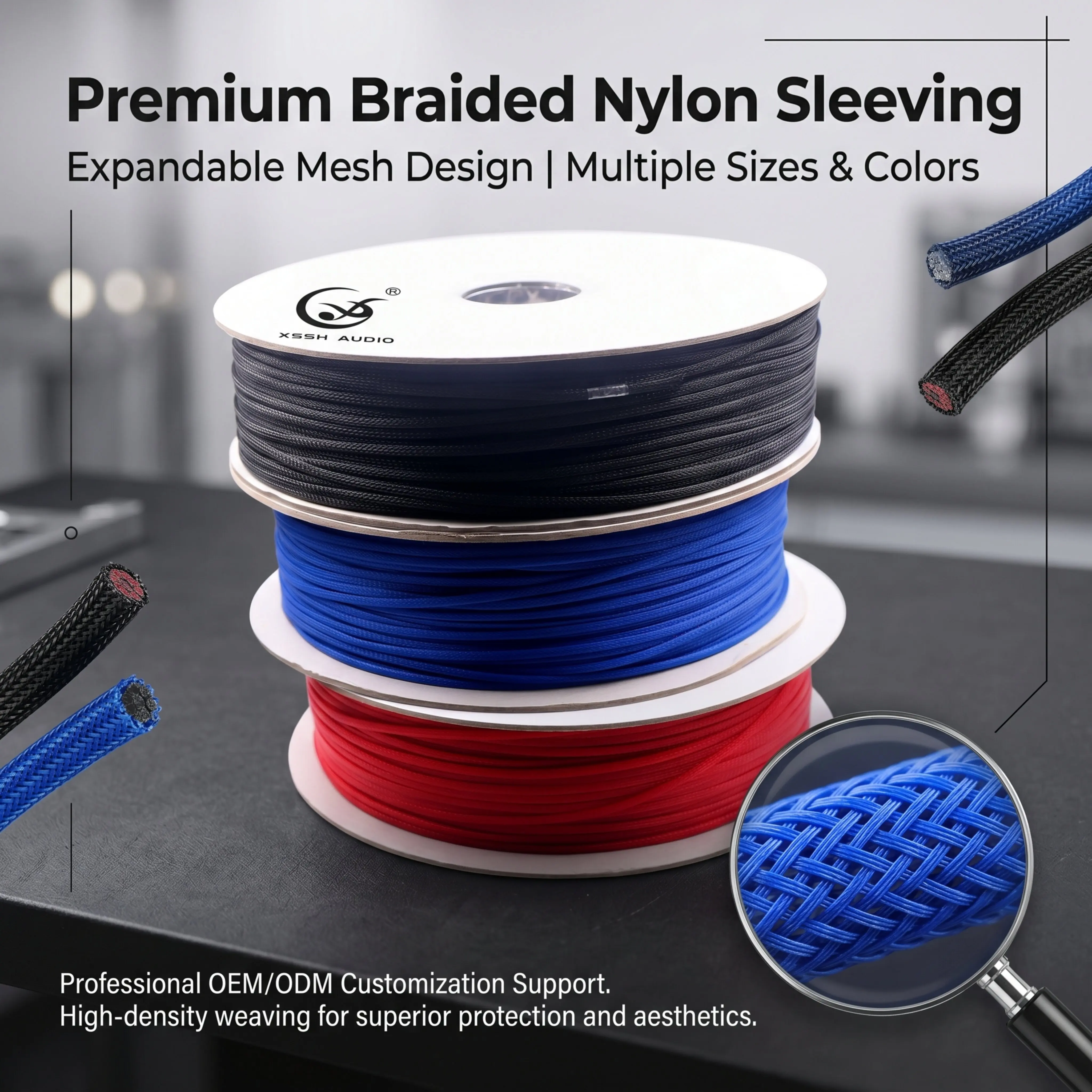 YIVO Shock Absorbing Nylon Braided Mesh Sleeve, Hollow Woven Mesh With Great Heat Dissipation Protect Auto PC Motorcycle Wiring