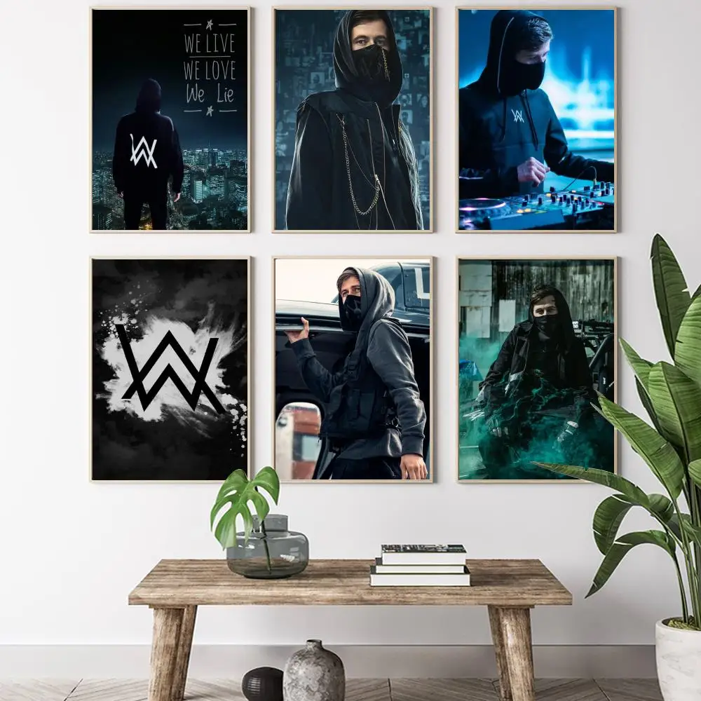 A-Alan Walker DJ  Calligraphy HD Canvas Poster living room bedroom bar aesthetic decoration