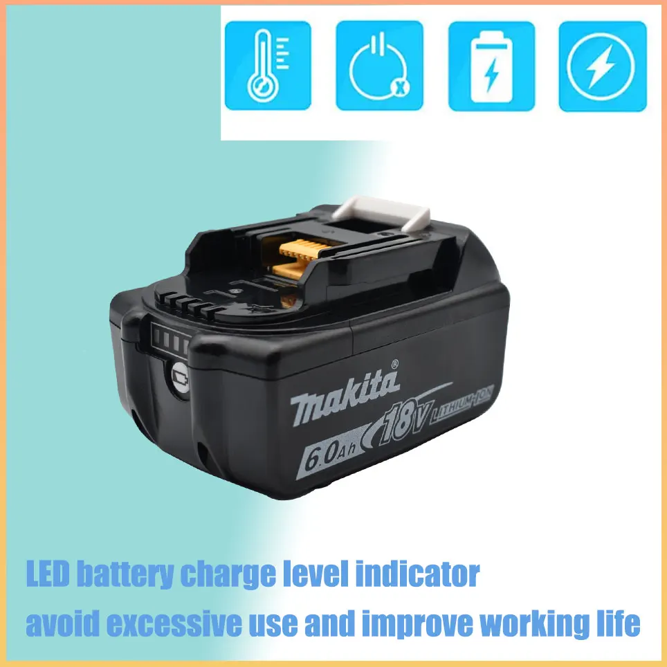 Makita-paquete de baterías recargables de iones de litio, accesorios de repuesto, Herramientas Eléctricas originales, 18V, 6000mAh, BL1860, BL1850,