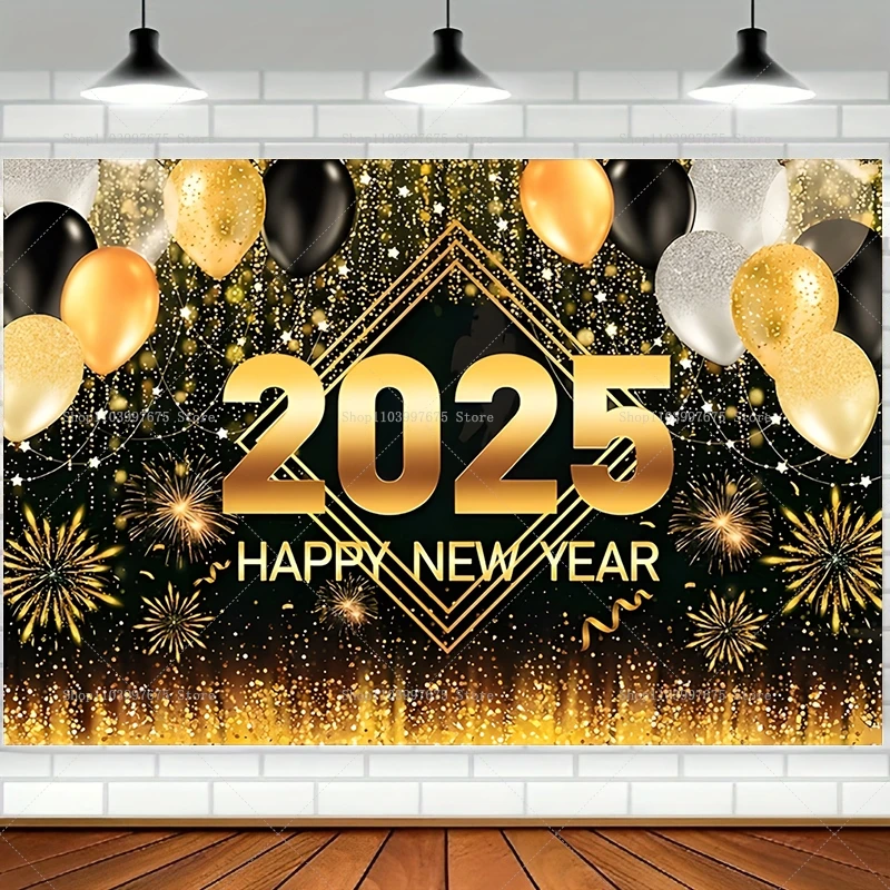 2025 felice anno nuovo foto sfondo fuochi d\'artificio palloncino capodanno tessuto segno Poster Banner decorazioni per feste sfondo Studio