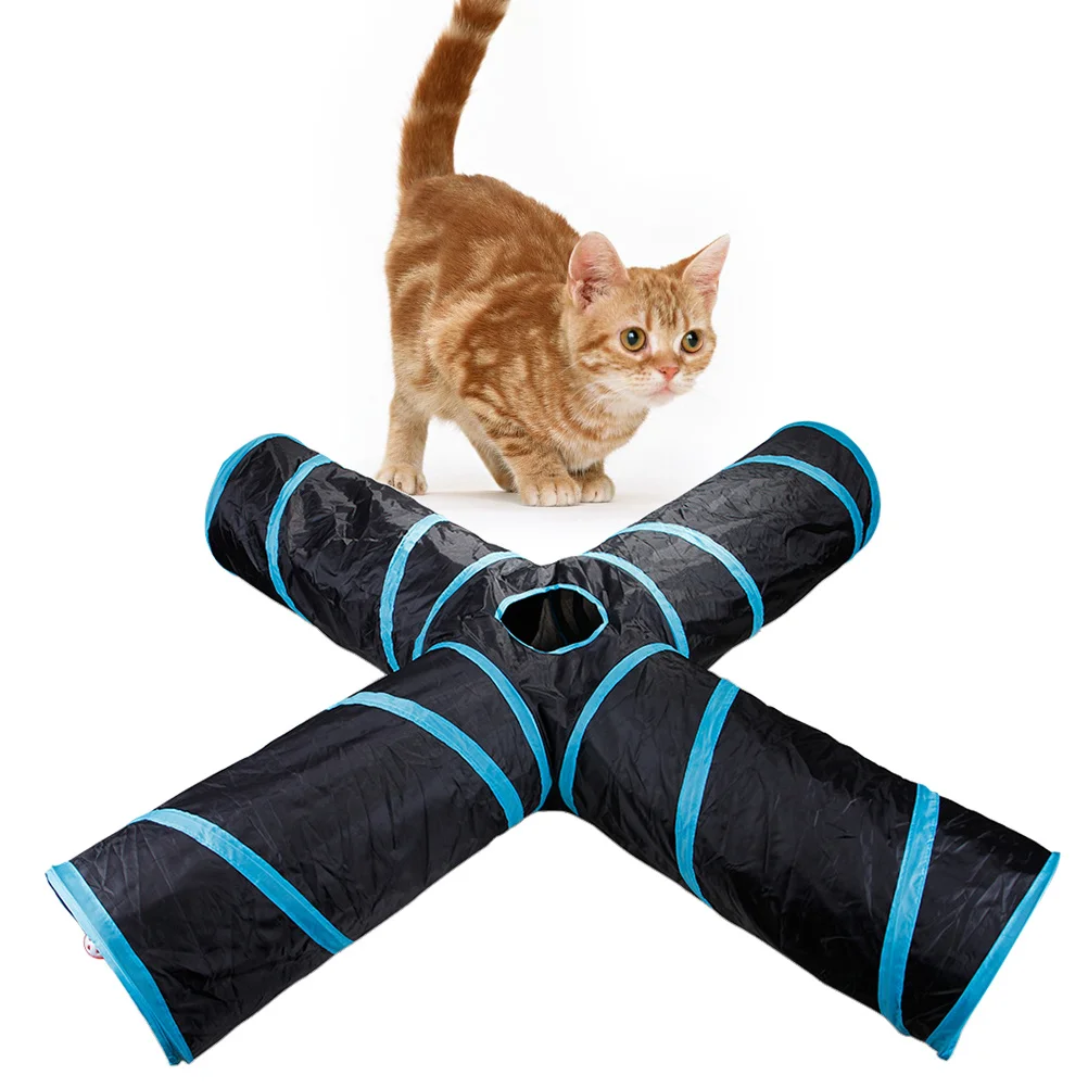 

1pc Way Foldable Cat Tunnel For Hamster Tube Small Pets Crinkling Paper Lined Animal Playing Tube Pet House Channel