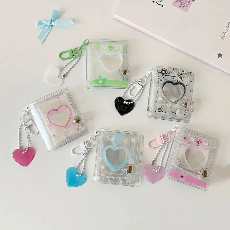 INS Style 12 Pockets Transparent PVC Glitter Storage Book Small Card Booklet Keychain Binder Name Card Book Photocard Holder