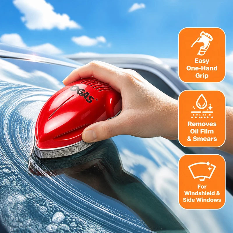 OGAS Car Glass Cleaning Brush Remove Oil Film Water Marks Scratch‑Free Streak‑Free for Windshield Side Window Rearview Mirror