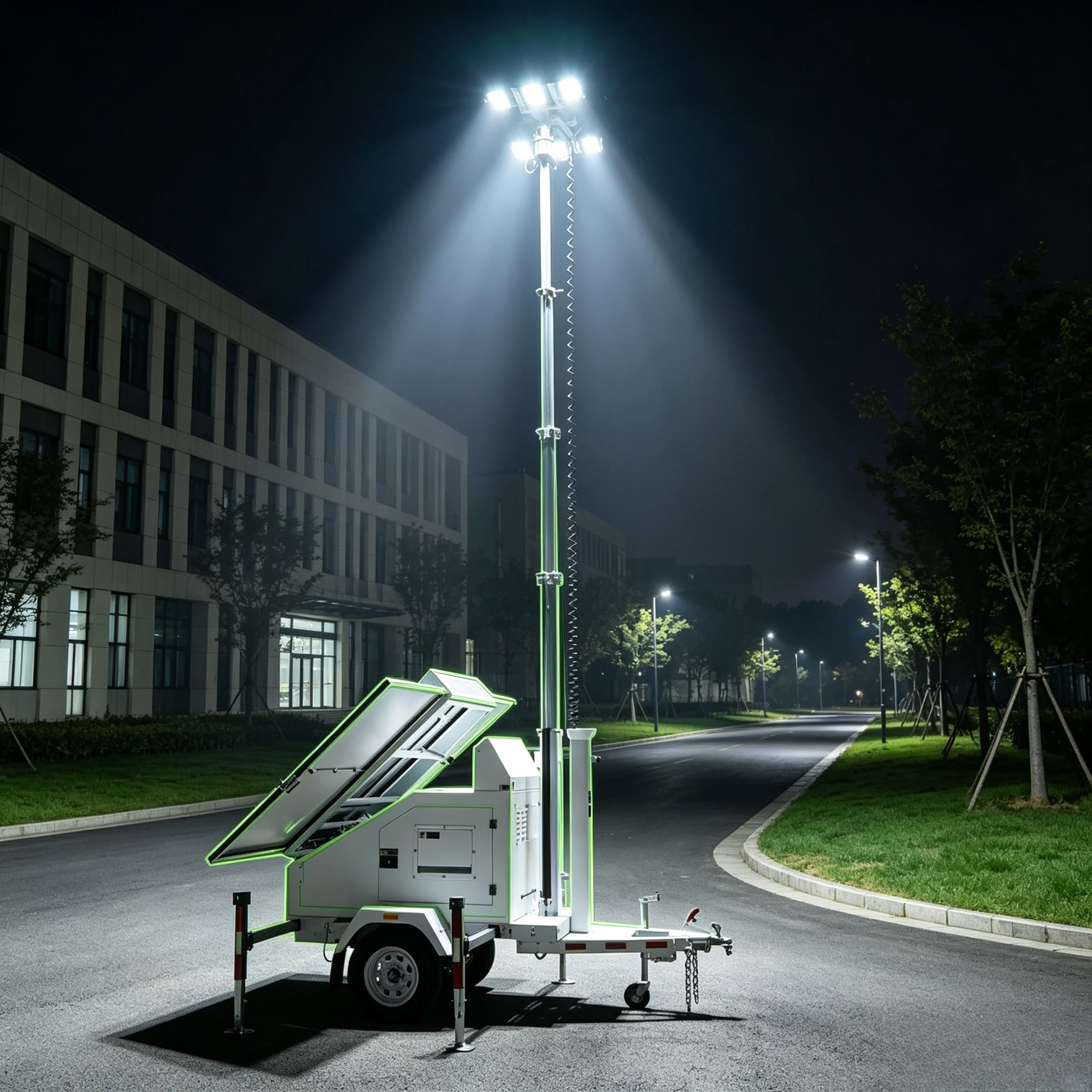 Mobile Diesel LED Lighting Tower Generator Trailer Mounted Portable Light Tower for Construction Mining Road Work Customized