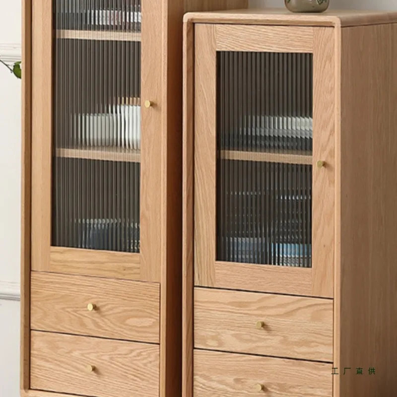 TV cabinet side cabinet Nordic oak vertical cabinet, modern simple living room environmentally friendly storage cabinet
