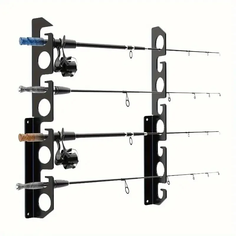 

2 multifunctional wall mounted crystal fishing rod brackets - easy to install, space saving design
