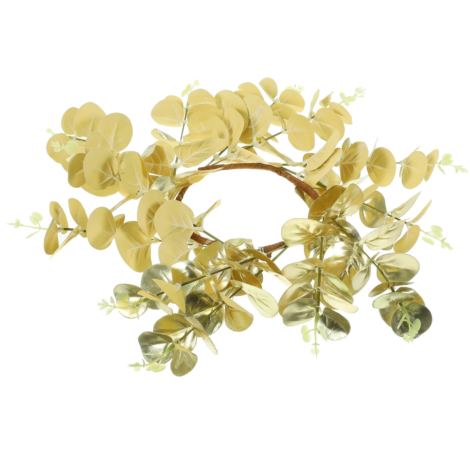 

Christmas C Rings 30CM Leaves Wreath Gold Eucalyptus Leaf Wax Pillar Wreaths Mini Decorations Table Ring Holiday Home