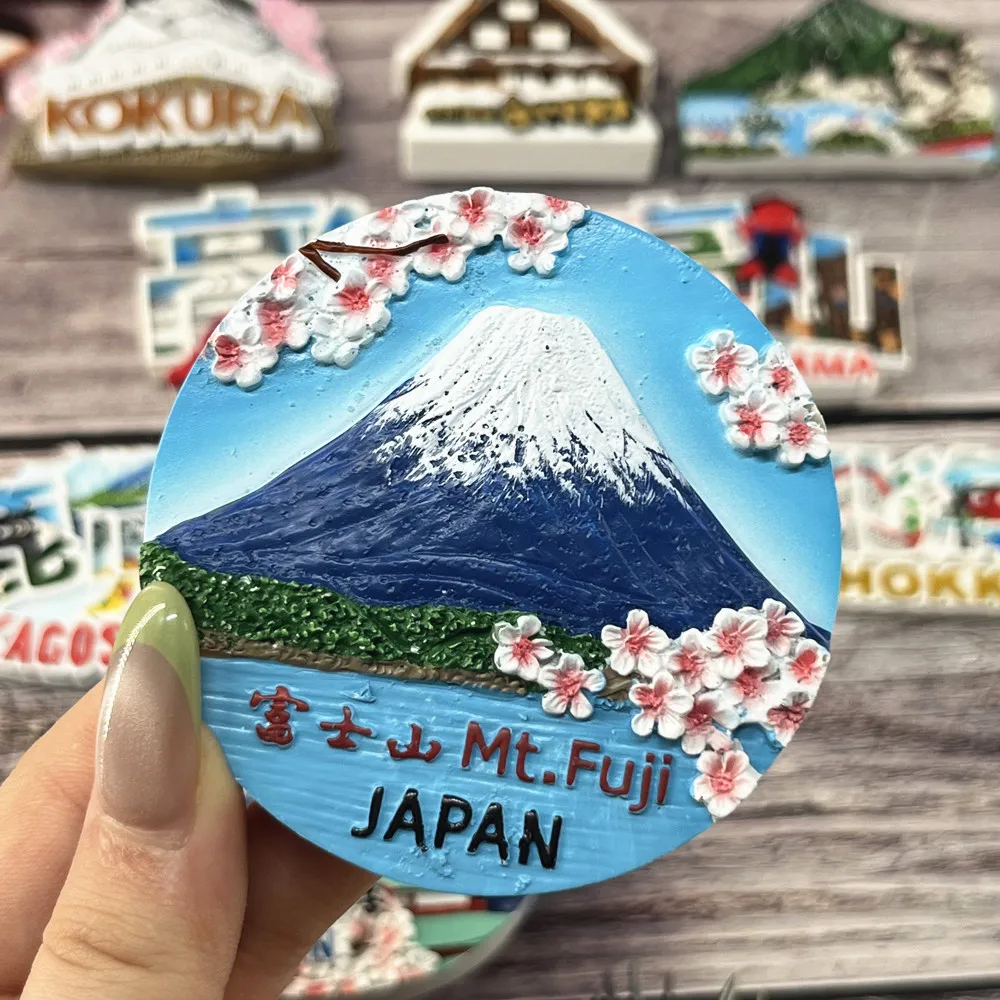 Japan Shirakawa-go & Mount Fuji 3D Fridge Magnet Set, World Heritage & Iconic Landscape Resin Souvenir, Collectible Gift