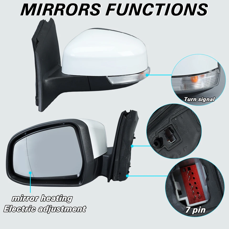 Coque de rétroviseur gauche noire compatible avec Ford Focus 2008-2018 Coque de rétroviseur gauche noire compatible avec Ford Focus 2008-2018