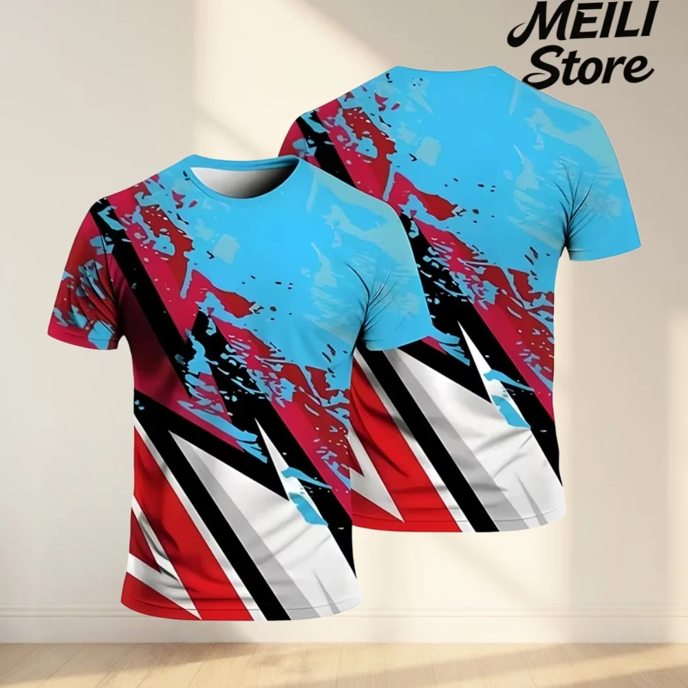 2026 Men's T-Shirts Crew Neck Short Sleeve Colourful 3D Printed Tennis Running T-Shirt Casual Comforts Outdoor Sportswear Tops