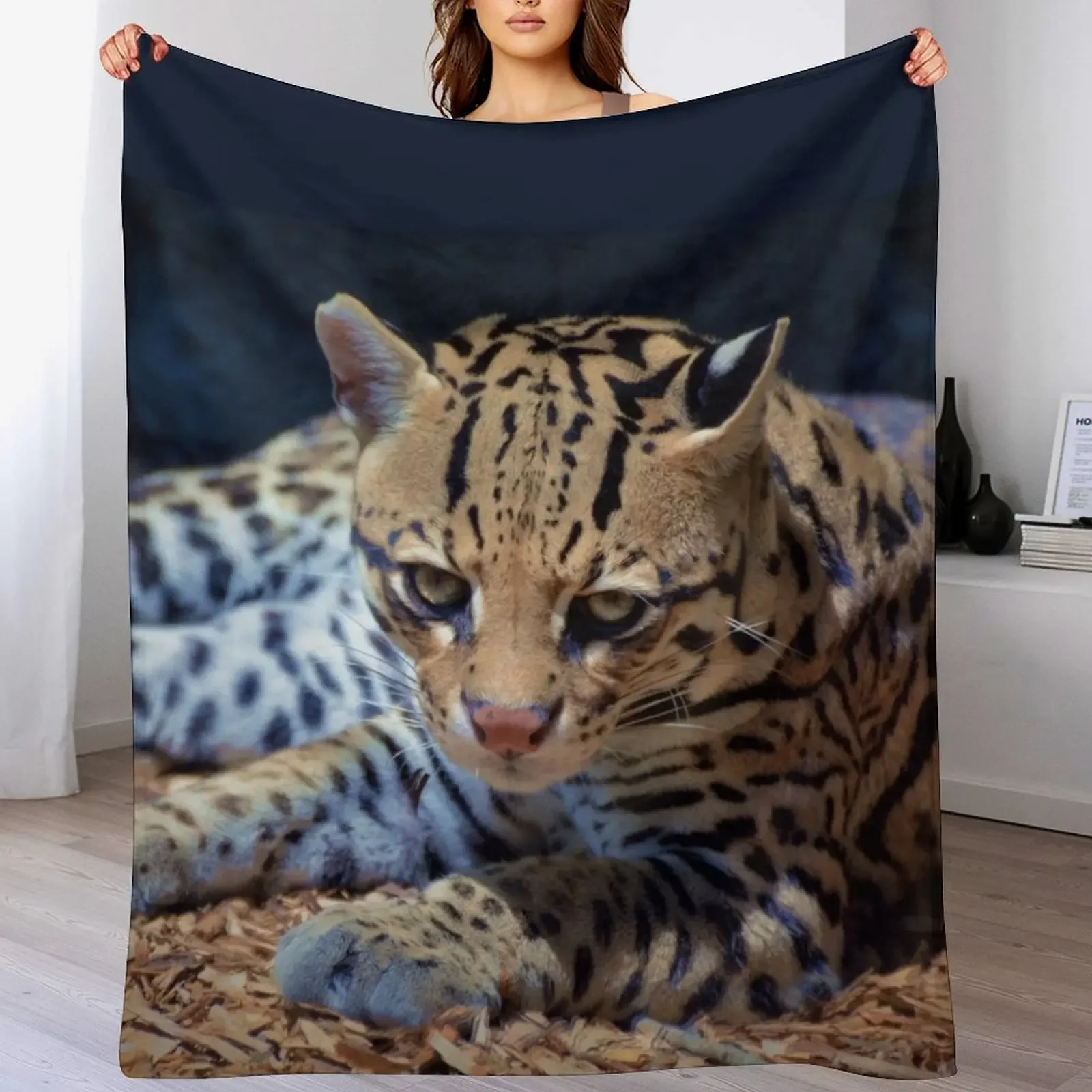 

Ocelot Throw Blanket Stylish Decor Blanket Gift for Friends Roommate