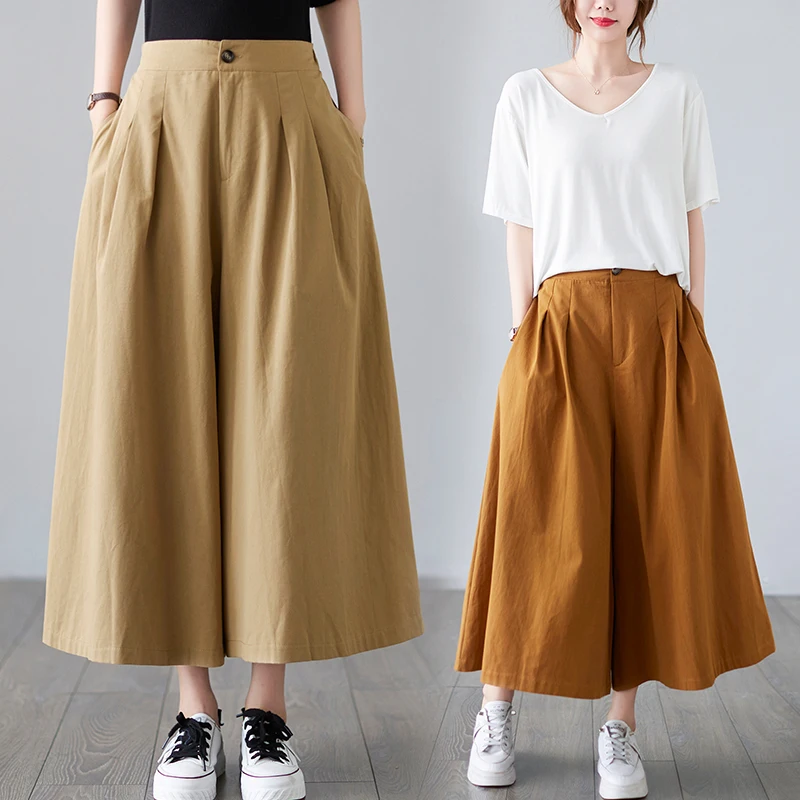 

Japanese Style New Fashion Wide Leg Pants Women Clothes Casual Culottes Female Ladies Sexy Trouser Skirt OL Woman Bottoms Pants