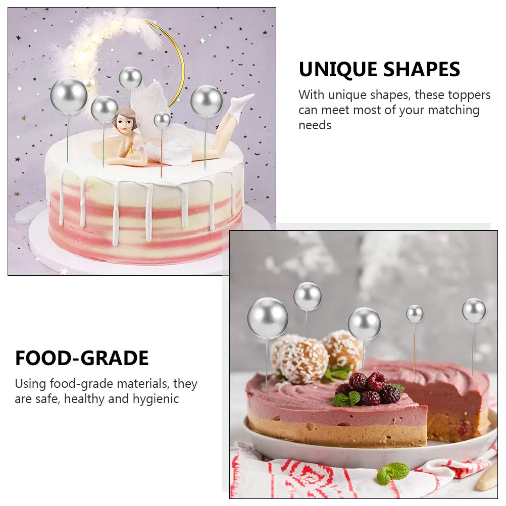 

40 Pcs Baking Decorative Balls Dessert Cake Pick Foam Exquisite Cupcake Topper Toothpicks Party Ornament Insert