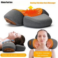 Electric Neck Massager Cervical Pillow Hot Compress Neck Stretch Heating Vibration Neck Shoulder Massage Pillow Back Traction