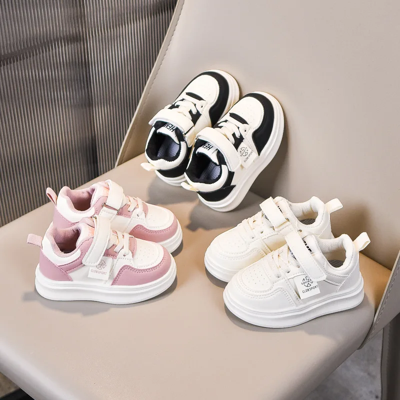 

New Children Summer Sneakers Girls Soft Soled Leather Breathable Single Shoes Kids Versatile Thick Soled Solid Color Board Shoes