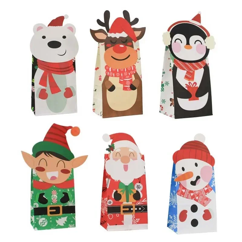 

Santa Claus Packaging Bags Bread Cookies Gift Bag Elk Boxes for Packaging Food Greaseproof Bag for Baby Shower Christmas