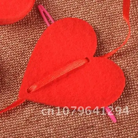 

16pcs Heart Shape Pendants Valance Band String Curtain Non-Woven Line Door Wedding Party Window Living Room Decor