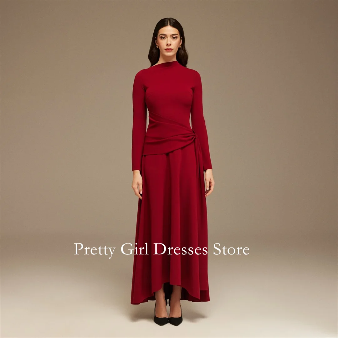 

Long-Sleeve Draped Maxi Dress With Asymmetric Hem Evening Dresses Customized Ruched Party Prom Gowns Formal vestidos de fiesta