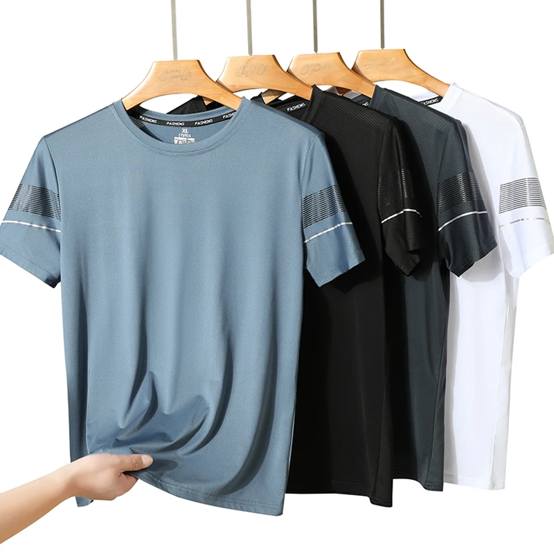 

Sports short sleeved T-shirt, ice silk quick drying round neck top, lightweight, simple and fashionable running training suit, s
