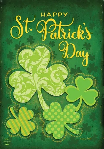 Lucky Shamrocks St. Patrick's Day Garden Flag Patterned Clovers 12.5