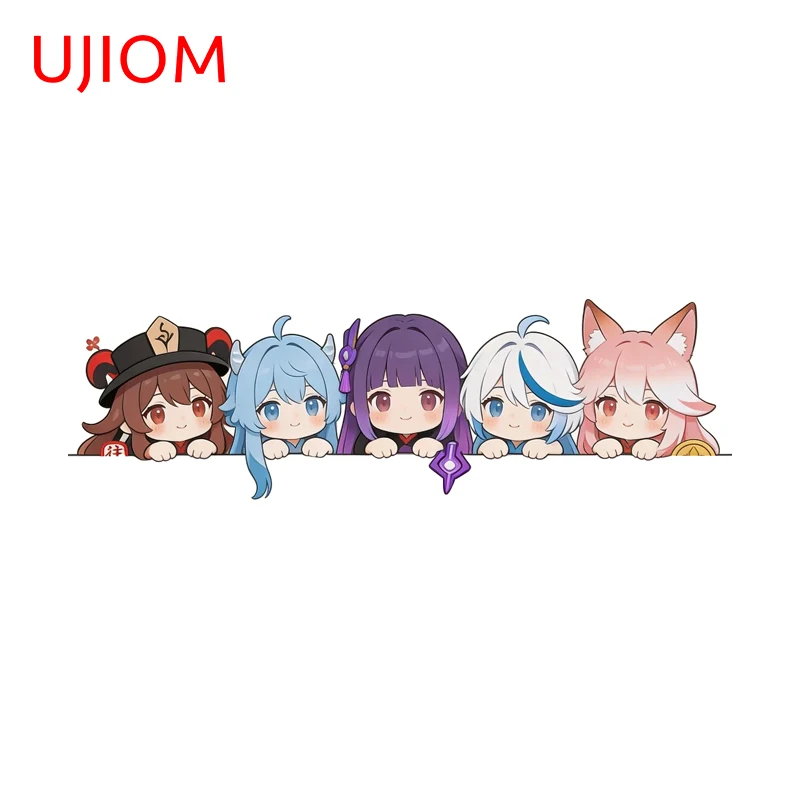 UJIOM HuTao Raiden Shogun Ganyu Chibi Genshin Impact Wall Sticker Exquisite Catching Unique Sunscreen Decal For Smooth Decor