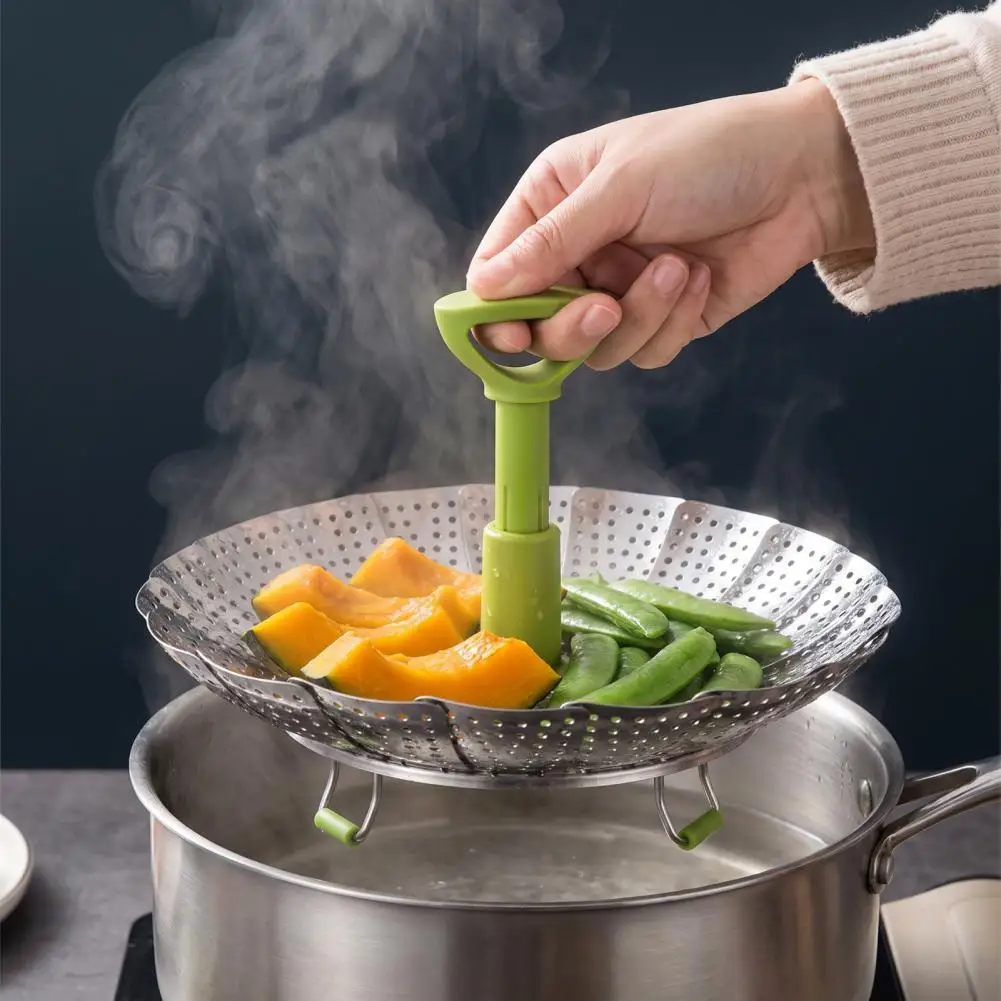 Vegetable Steamer Basket Stainless Steel Steaming Insert Foldable Stainless Steel Steamer Rack Expandable Vegetable Steaming