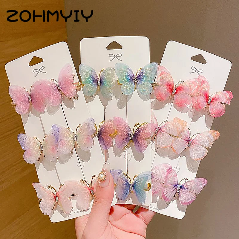 Random Colorful Butterfly Hairpins Girl Hair Clips Barrettes Women Sweet Hair Ornament Rainbow Headwear Fashion Hair Accessories